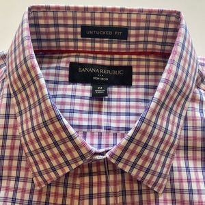 NWT Banana Republic, Men’s Medium L/S Button-Down Shirt, Red & Blue Check, $33